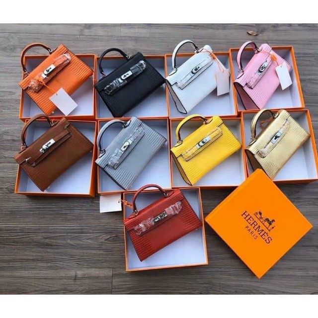 Túi HM da kỳ nhông tag bạc