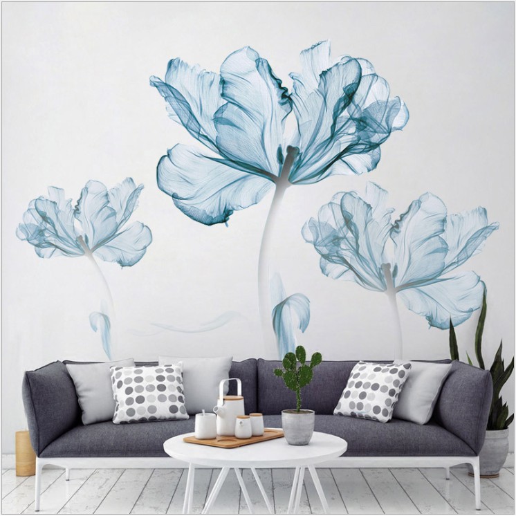 Decal dán tường trang trí - HOA XANH THANH TAO