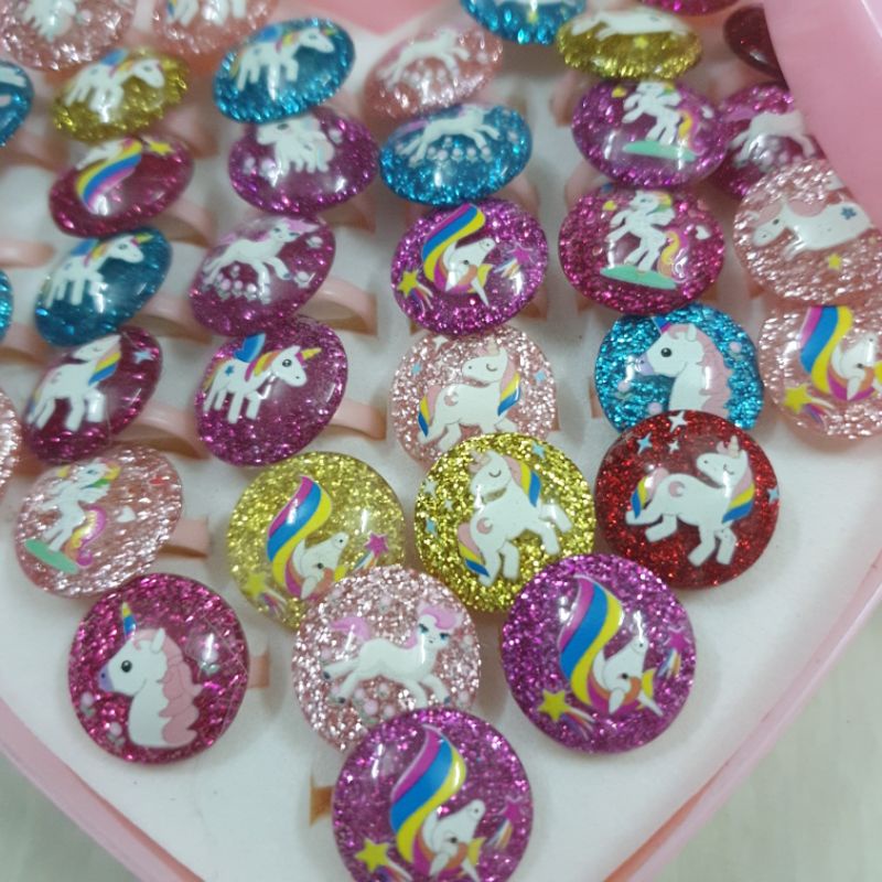 Hộp 36 Nhẫn hình ngựa pony Dễ Thương Cho Bé gái