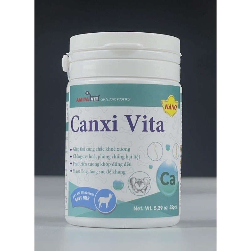 hộp canxi vita nano amitavet cho chó mèo 85 viên