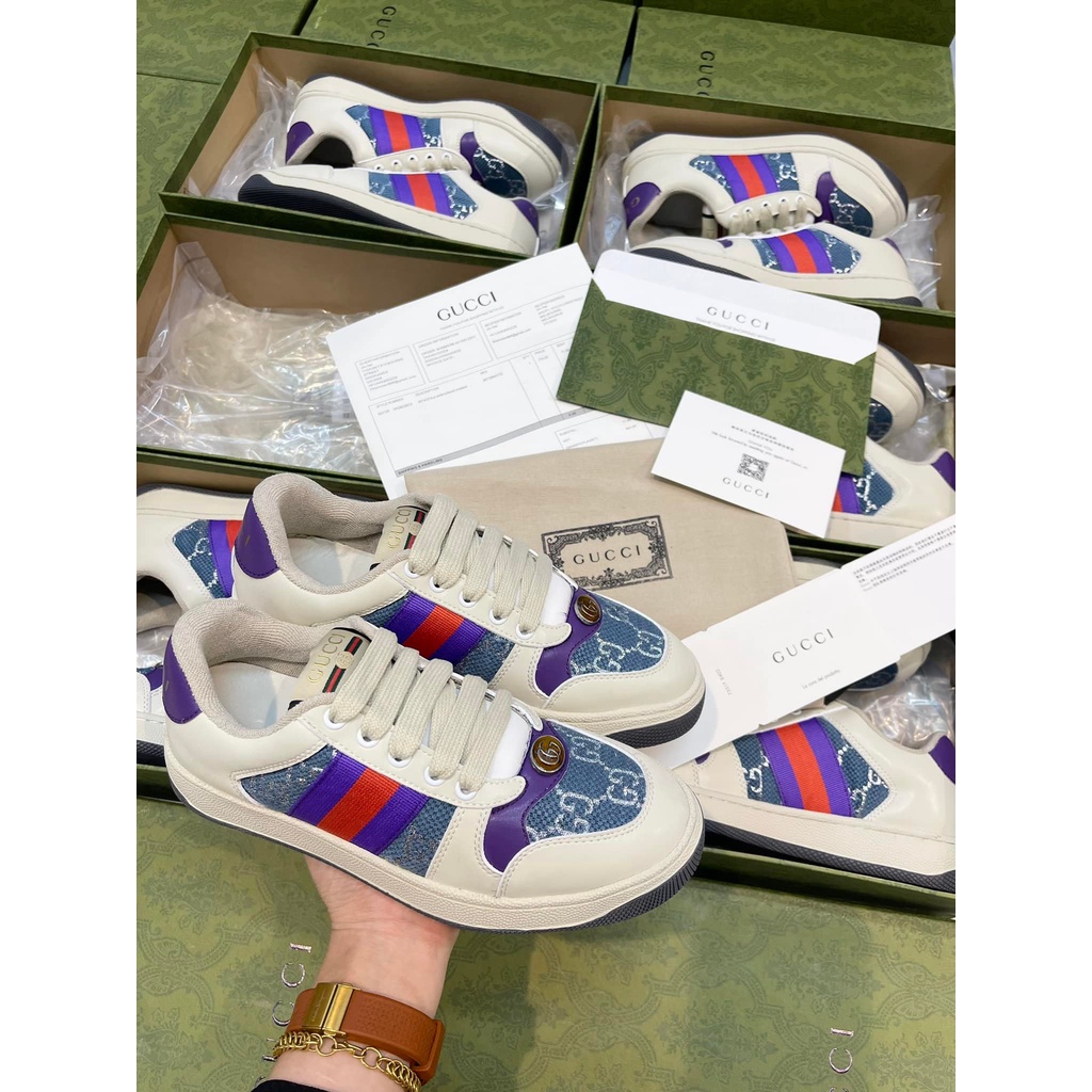 (SIÊU PHẨM-HÀNG SẴN) GIÀY THỂ THAO SNEAKER GUCCI ACE TÍM SƠN TÙNG BẢN CAO CẤP ẢNH THẬT TỰ CHỤP +FREESSHIP