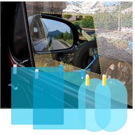 Set 4 miếng dán bảo vệ chống đọng sương mù chói thấm nước mưa cửa kiếng kính xe hơi ô tô cho Toyota Vios Innova Hyundai