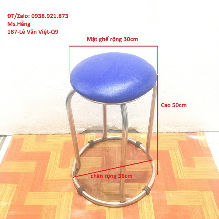 GHẾ ĐÔN INOX CAO CẤP VÒNG CHÂN CAO CÓ NỆM-GCV5019I-