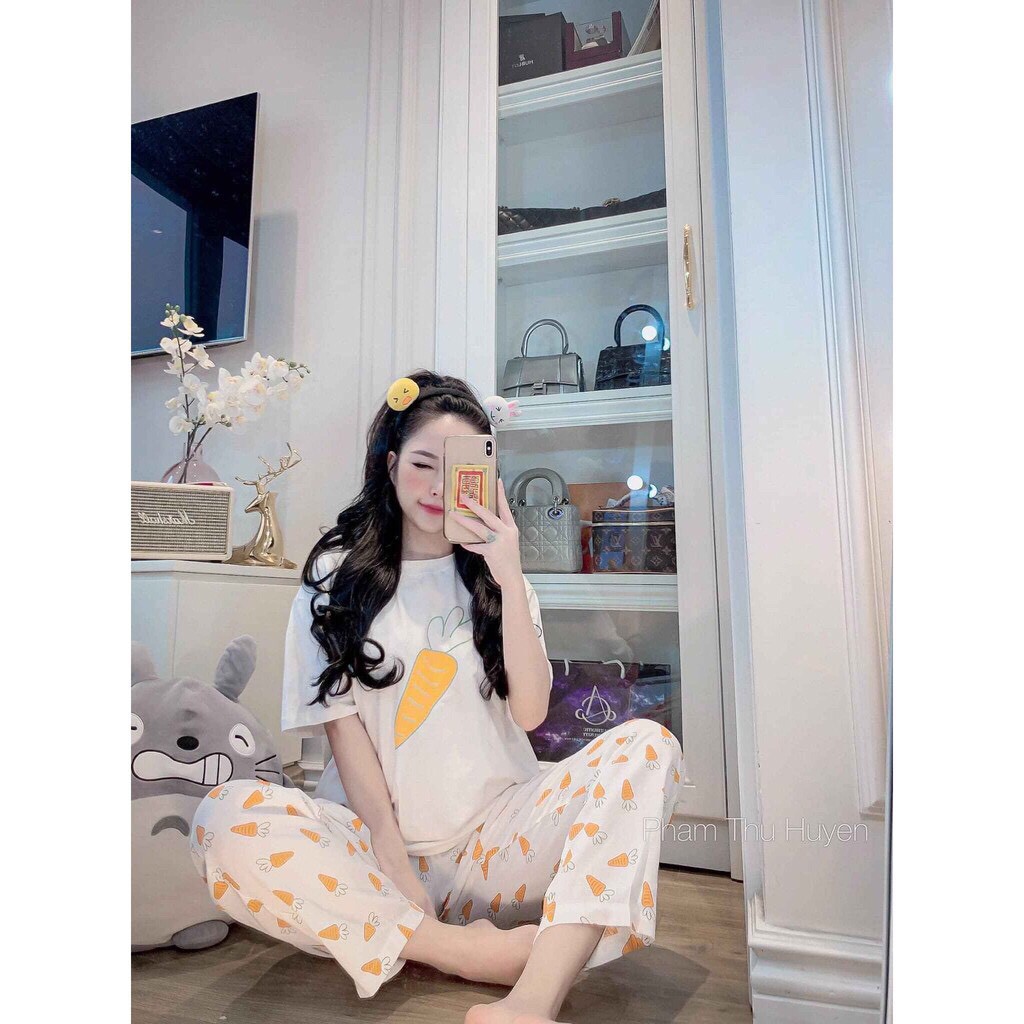 Bộ ngủ áo thun quần đũi họa tiết hoa quả nopi shop | BigBuy360 - bigbuy360.vn