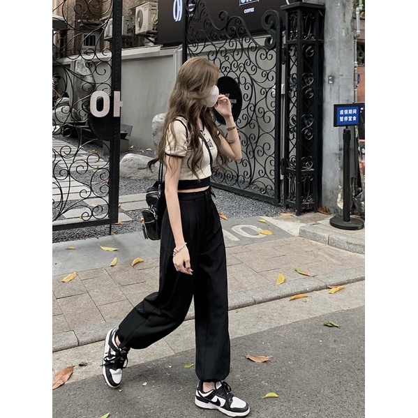 Quần jogger cạp cúc , quần suông rút dây gấu