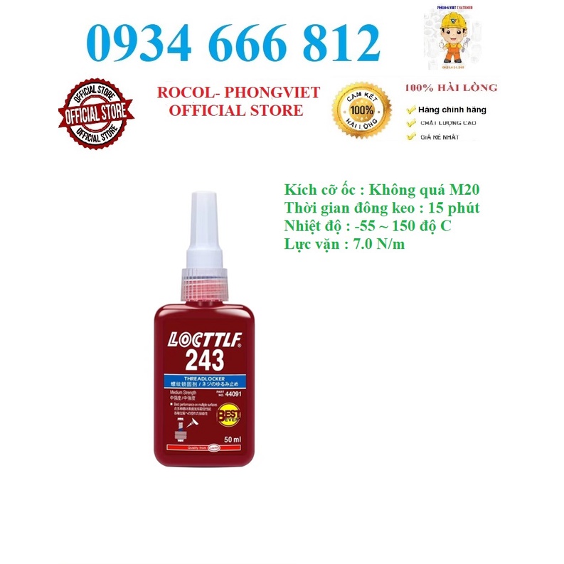 Keo dính ốc vít LOCTTLF 243 chai 50ml