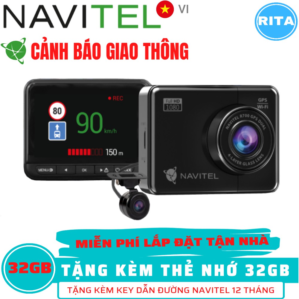 [Miễn Phí Lắp Đặt] Camera Hành Trình Navitel R700 GPS Dual