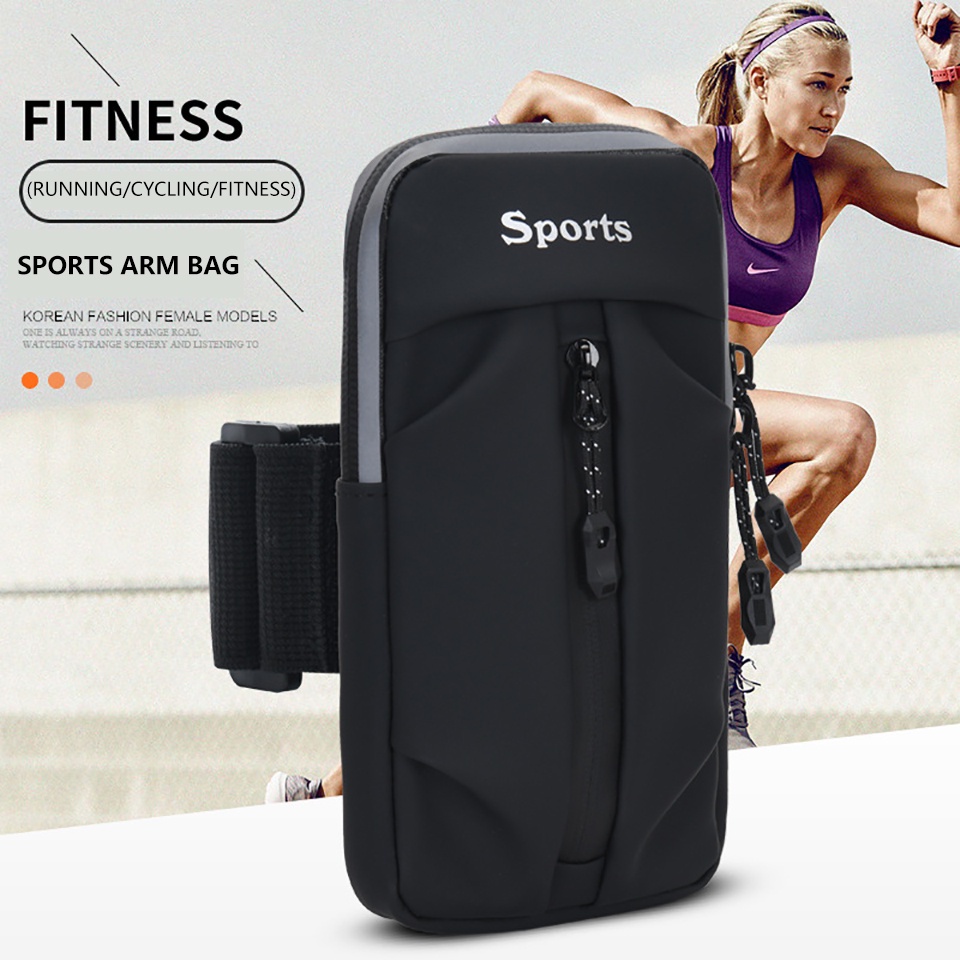 Túi đựng điện thoại đeo bắp tay màu phản quang chống thấm nước hỗ trợ chơi thể thao/ chạy bộ
