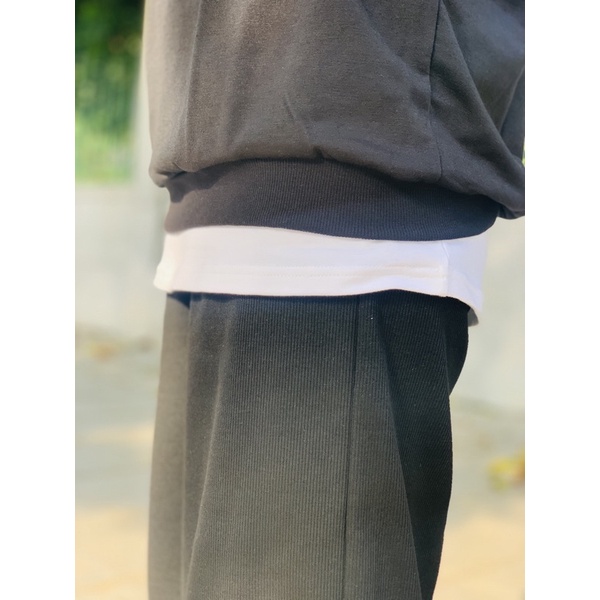 Quần Jogger Sweatpants Nữ Dây Rút Bo Ống Chun Nỉ Unisex Form Rộng Màu Đen I'm Basic (QJG01)