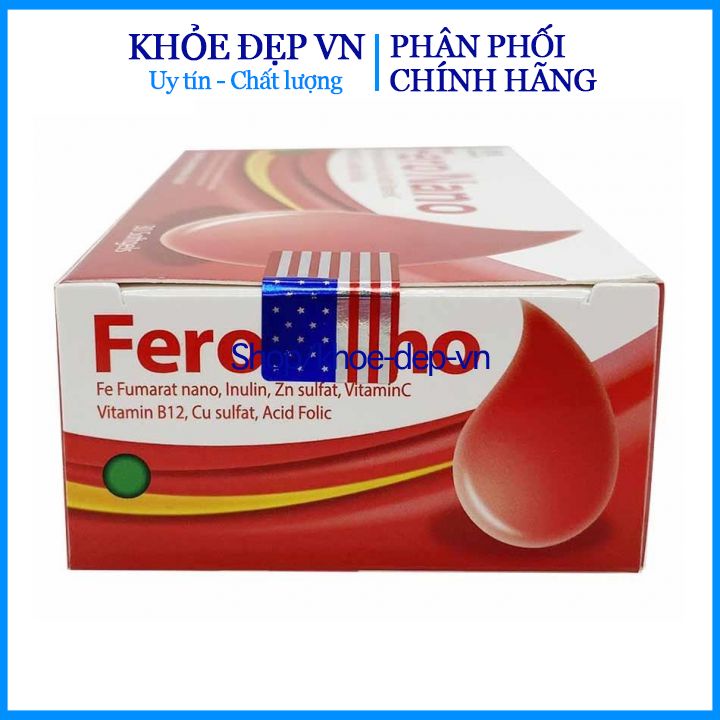 Viên uống bổ máu Fero Nano bổ sung Sắt cho người gầy yếu , người thiếu máu , phụ nữ mang thai , Acid Folic - Hộp 30 viên