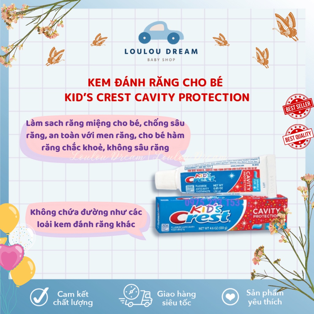 Kem đánh răng Mỹ cho bé Kid’s Crest Cavity Protection