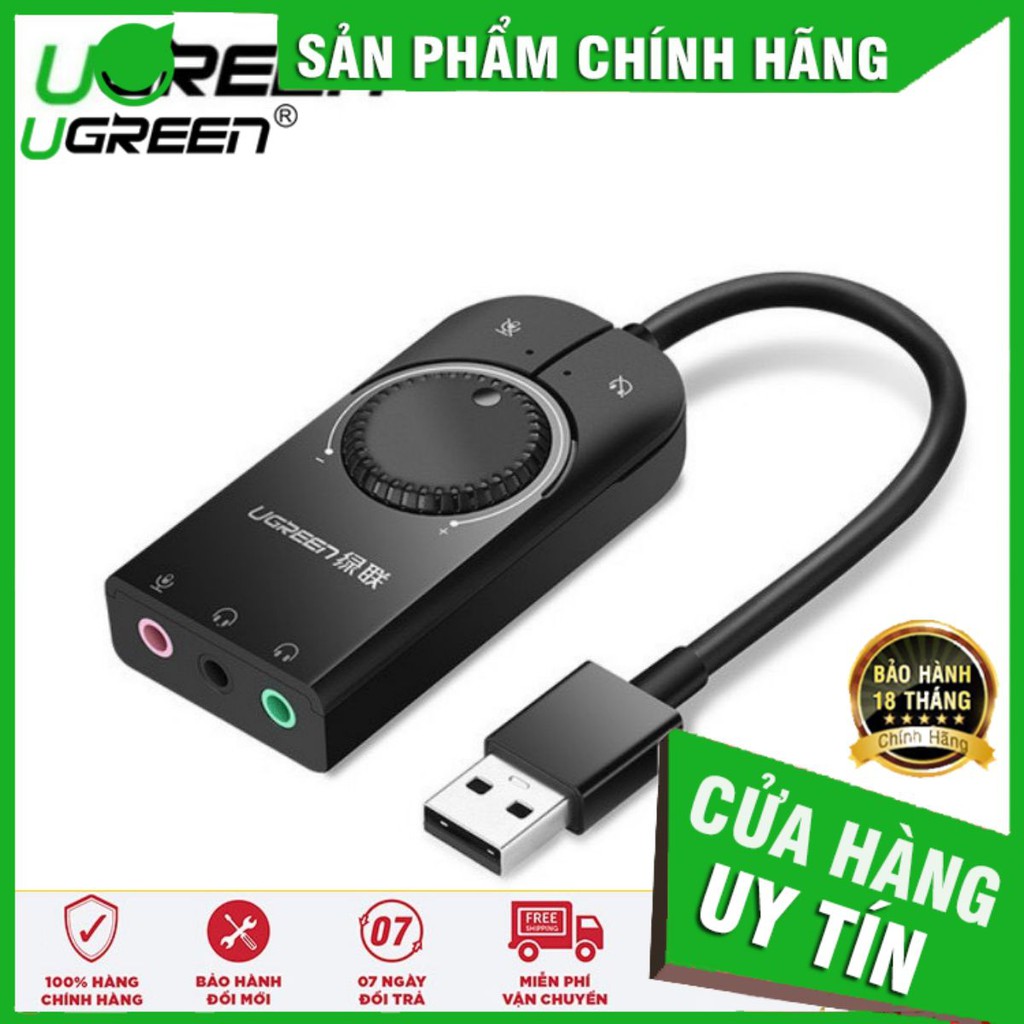 Ugreen 40964 - USB Sound 3.5mm có điều chỉnh âm lượng ✔HÀNG CHÍNH HÃNG ✔ [Ugreen_Official_Store]
