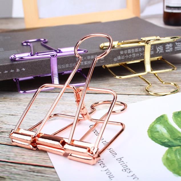Kẹp giấy KOGANO kẹp bướm kim loại dạng khung 3 size nhiều màu độc đáo SC-001357