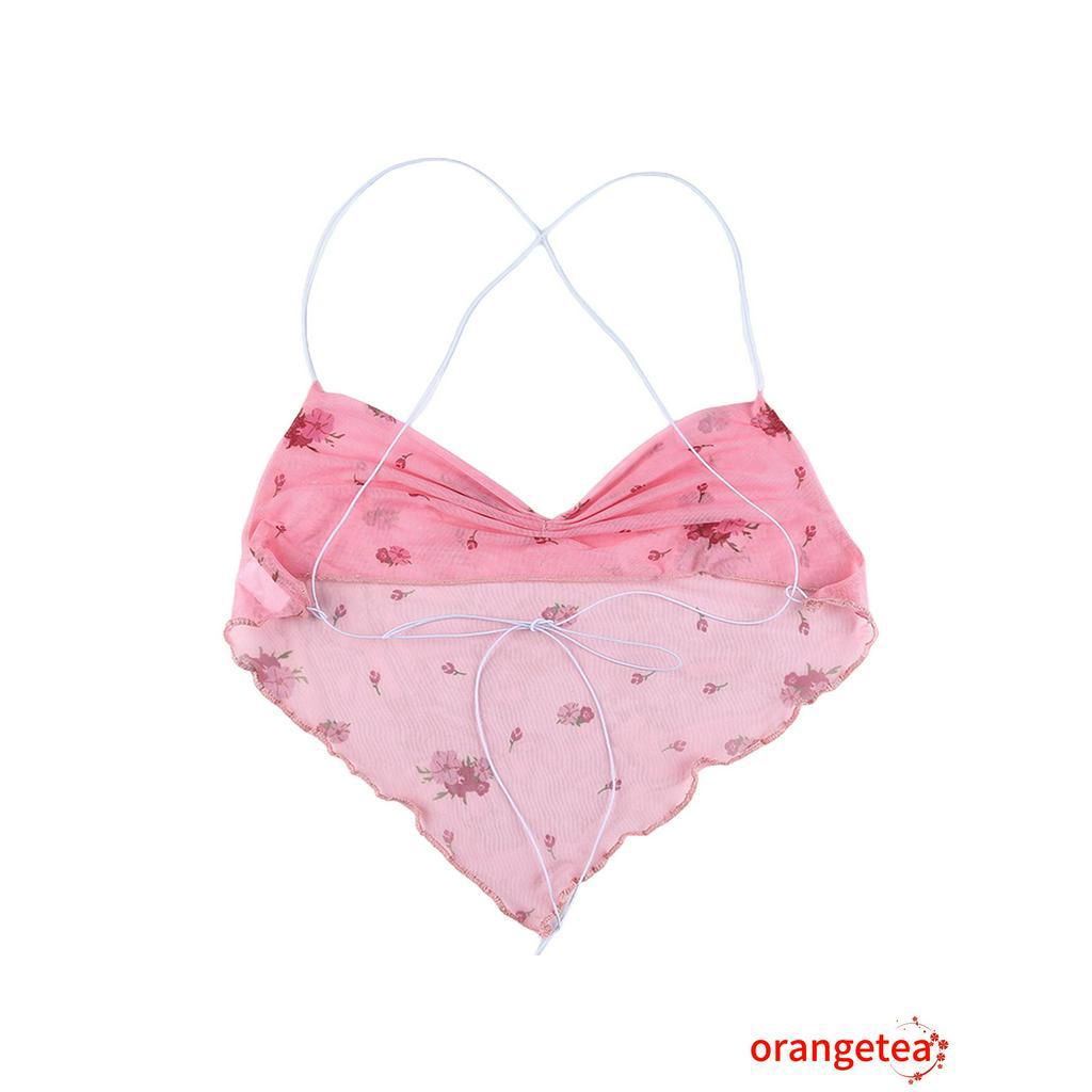 Áo Croptop Hai Dây Họa Tiết Hoa Quyến Rũ Thời Trang Cho Nữ