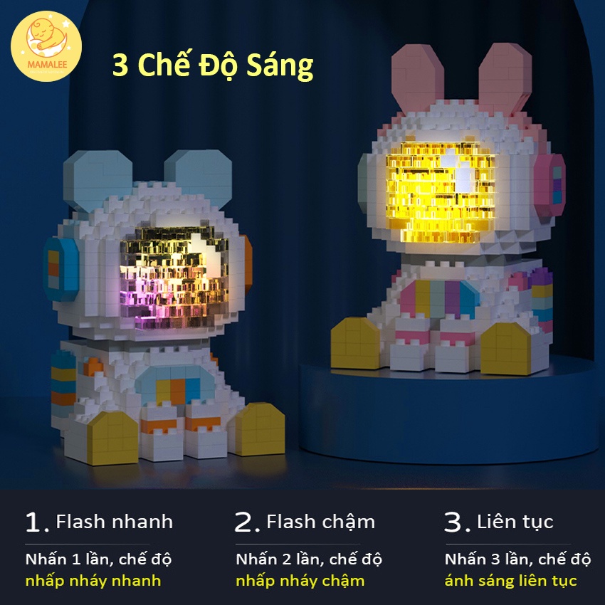 Lego 3D Phi Hành Gia Có Đèn Led Phát Sáng Dễ Thương (Phiên Bản Đặc Biệt) Có Hộp - Đồ Chơi Lắp Ráp Mô Hình Vũ Trụ