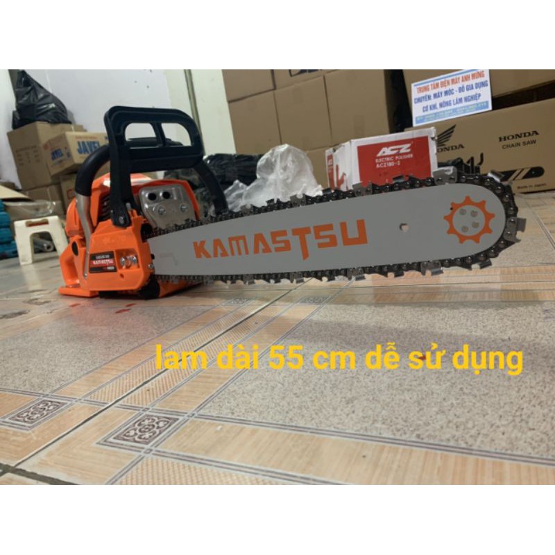 Máy cưa xích chạy xăng Kamastsu 68CC Nhật Bản công suất cao, hệ thống chống giật