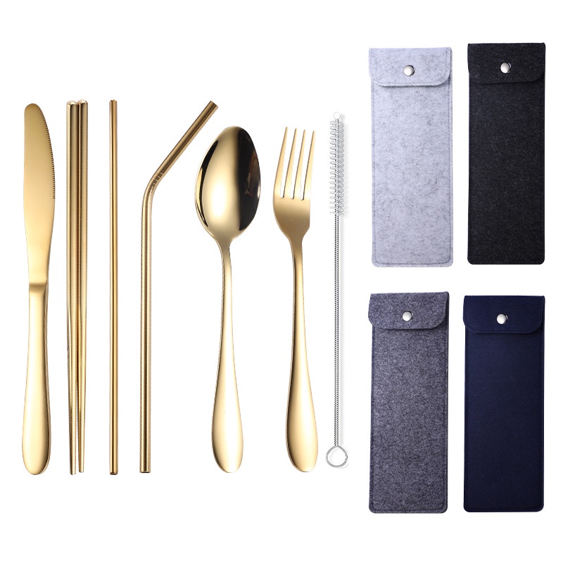 Bộ Muỗng Đũa Nĩa Bằng Thép Không Gỉ Tiện Dụng Cho Du Lịch