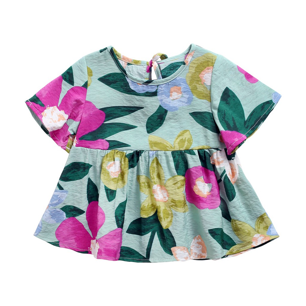 Đầm Sanlutoz Màu Xanh Lá Cây In Họa Tiết Hoa Phong Cách Thời Trang Hàng Ngày Dành Cho Bé Gái
