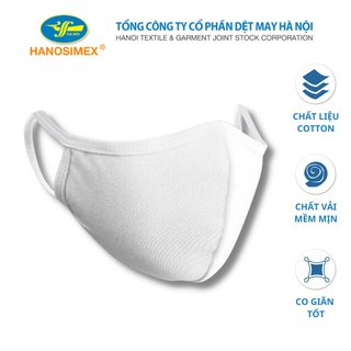 Khẩu trang vải trắng đen 100% cotton HANOSIMEX thoáng mát, khẩu trang Hàn Quốc