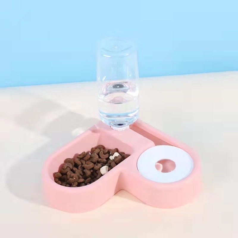 Bát Ăn Uống Tự Động Cho Chó Mèo 🐾 Bát ăn Chữ L Trái Tim Để Góc Tường 2in