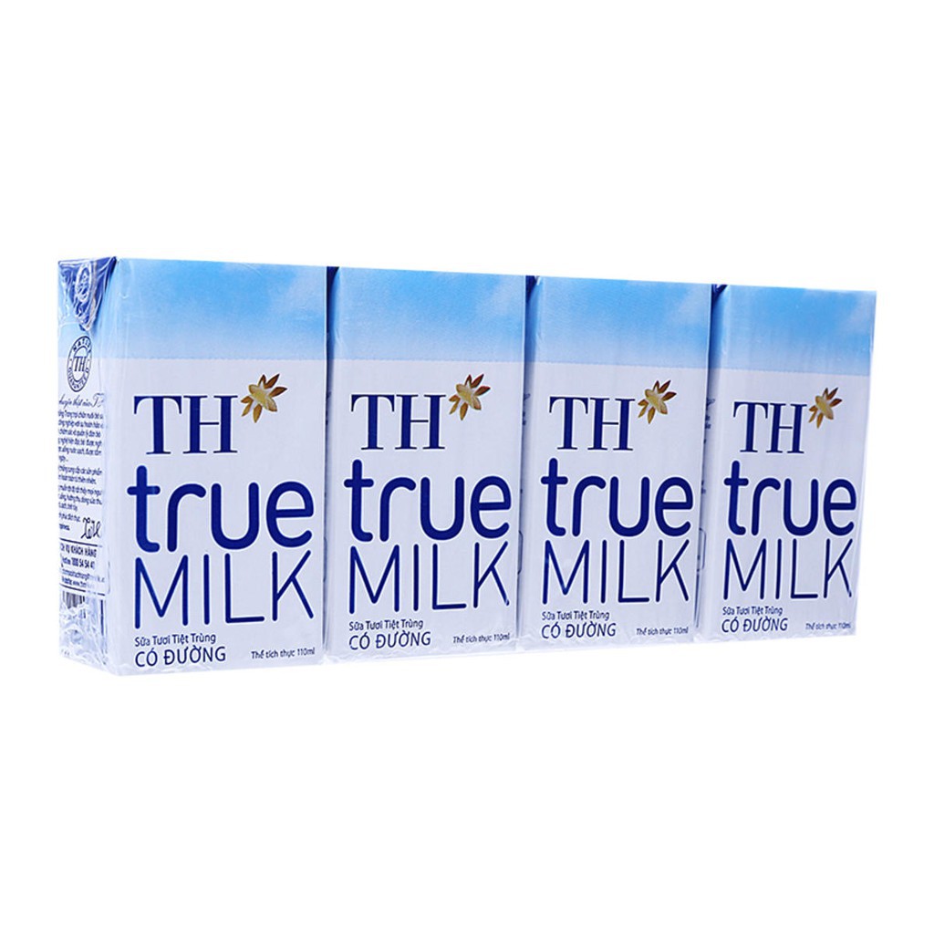 Sữa tươi TH true milk có đường (vỉ 4 hộp)