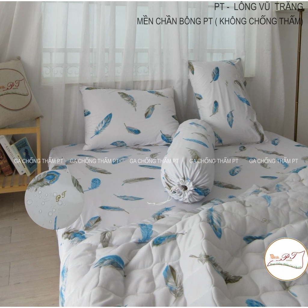 Ga chống thấm cao cấp, chất liệu 100% cotton an toàn với làn da em bé, drap chống thấm PT chính hãng (mẫu lông vũ)