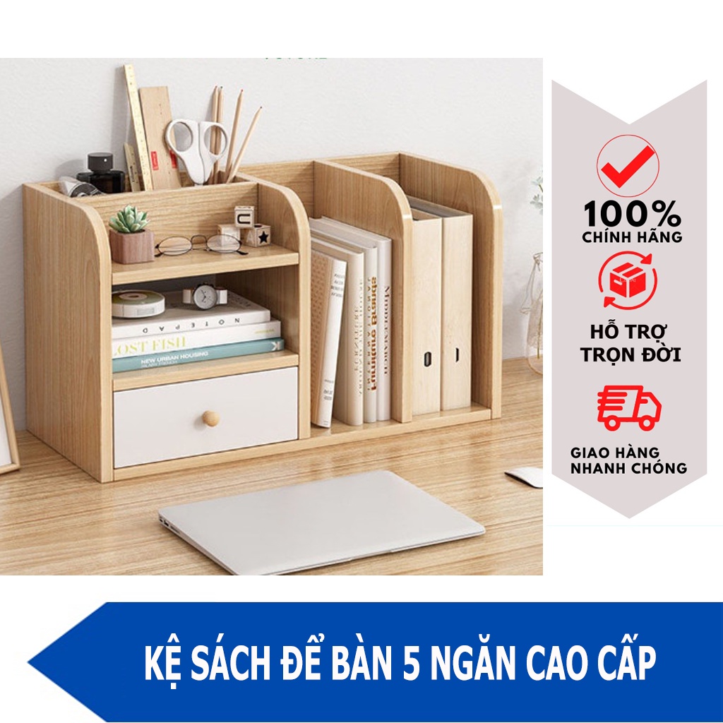Kệ Sách Để Bàn 5 NGĂN Bằng Gỗ Lắp Ghép Tiện Lợi, GIÁ TỐT NHẤT