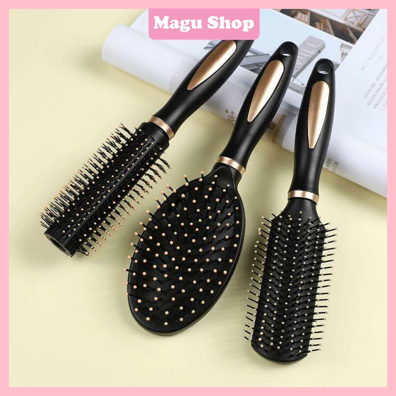 Lược Tròn, lược bán nguyệt, lược Oval gỡ rối tóc - Lược hơi chuyên dụng gỡ rối chống rụng tóc mã L0322 (màu đen)