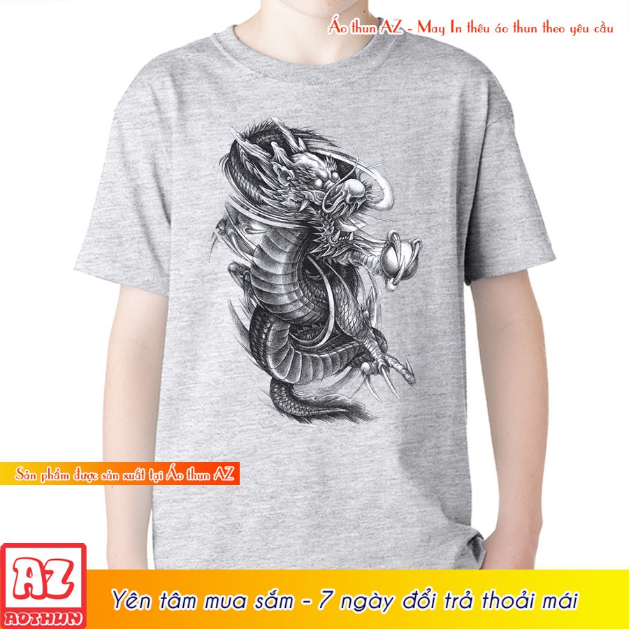 Áo thun Nam In hình Rồng Dragon 3D Tattoo - Form Rộng BIGSIZE F453