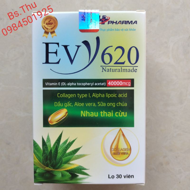 EVY 620 bổ sung vitamin E tự nhiên hỗ trợ sáng da- đẹp tóc - chống lão hóa lọ 30 viên