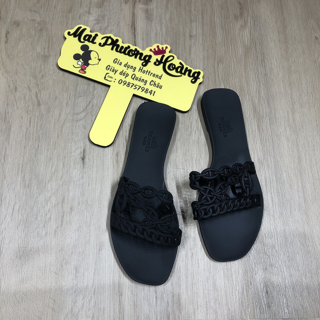 Dép lê nữ hai quai xích đế bệt hot trend