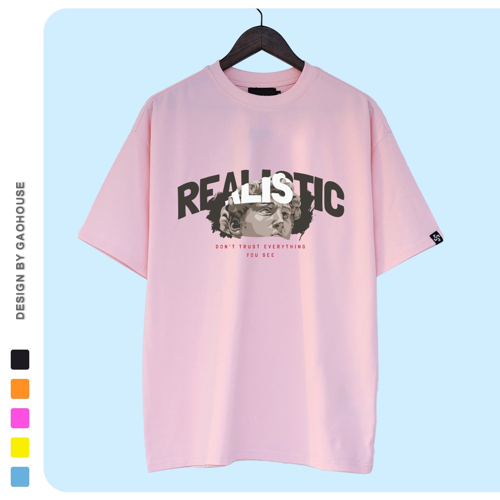 Áo thun Basic REALISTIC Unisex form rộng tay lỡ V197