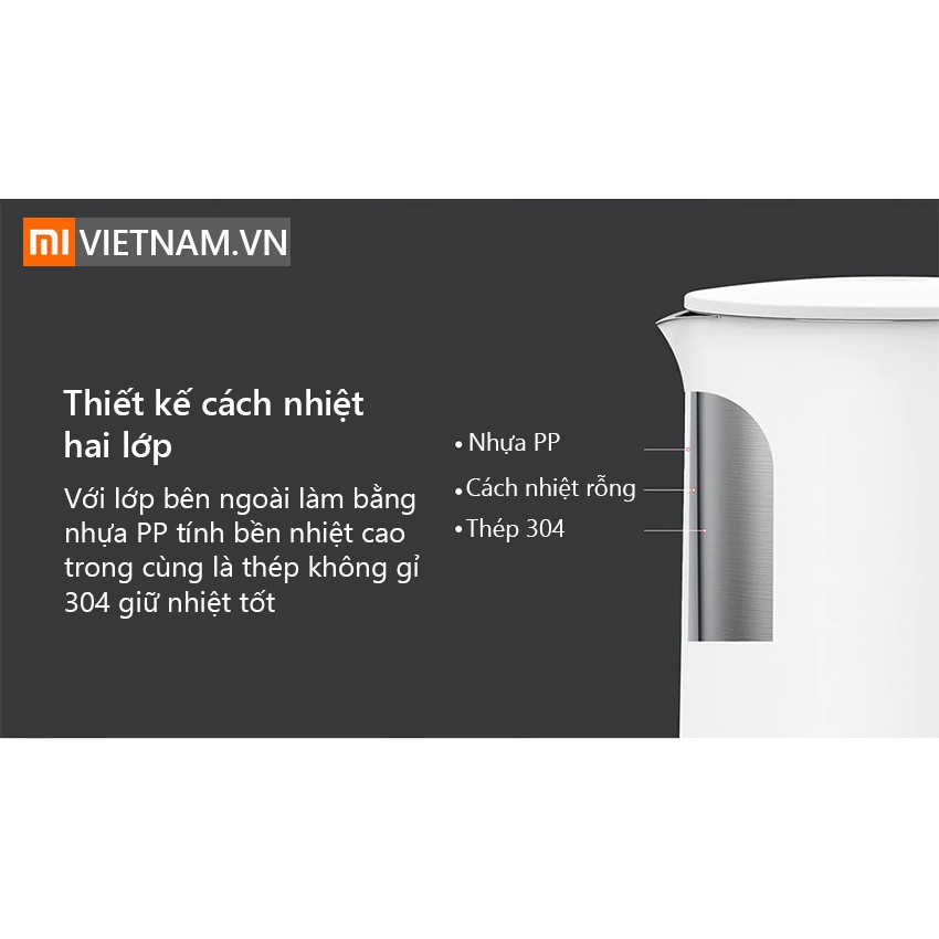 [5 PHÚT NƯỚC SÔI] Ấm đun nước siêu tốc Xiaomi MIJIA 1A - Bình đun nước Xiaomi 1A – HÀNG CHÍNH HÃNG