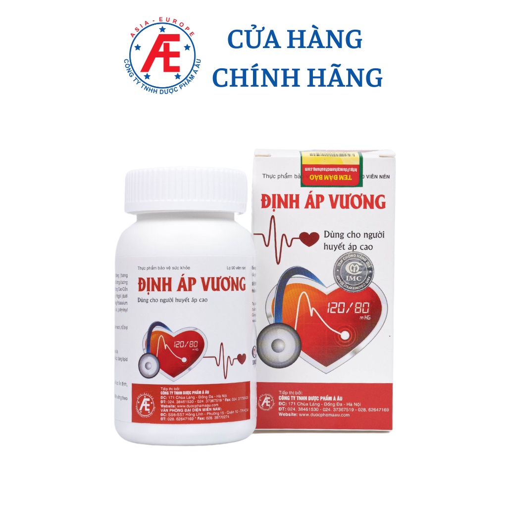 Định Áp Vương - Hỗ trợ hạ ổn định huyết áp giảm lipid máu hộp 90 viên, 180 viên DƯỢC PHẨM Á ÂU