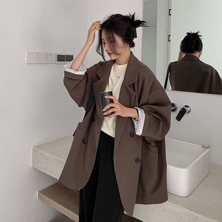 Áo Khoác Blazer Màu Cà Phê Thời Trang Xuân Thu  Kiểu Mới Chất Lượng Cao