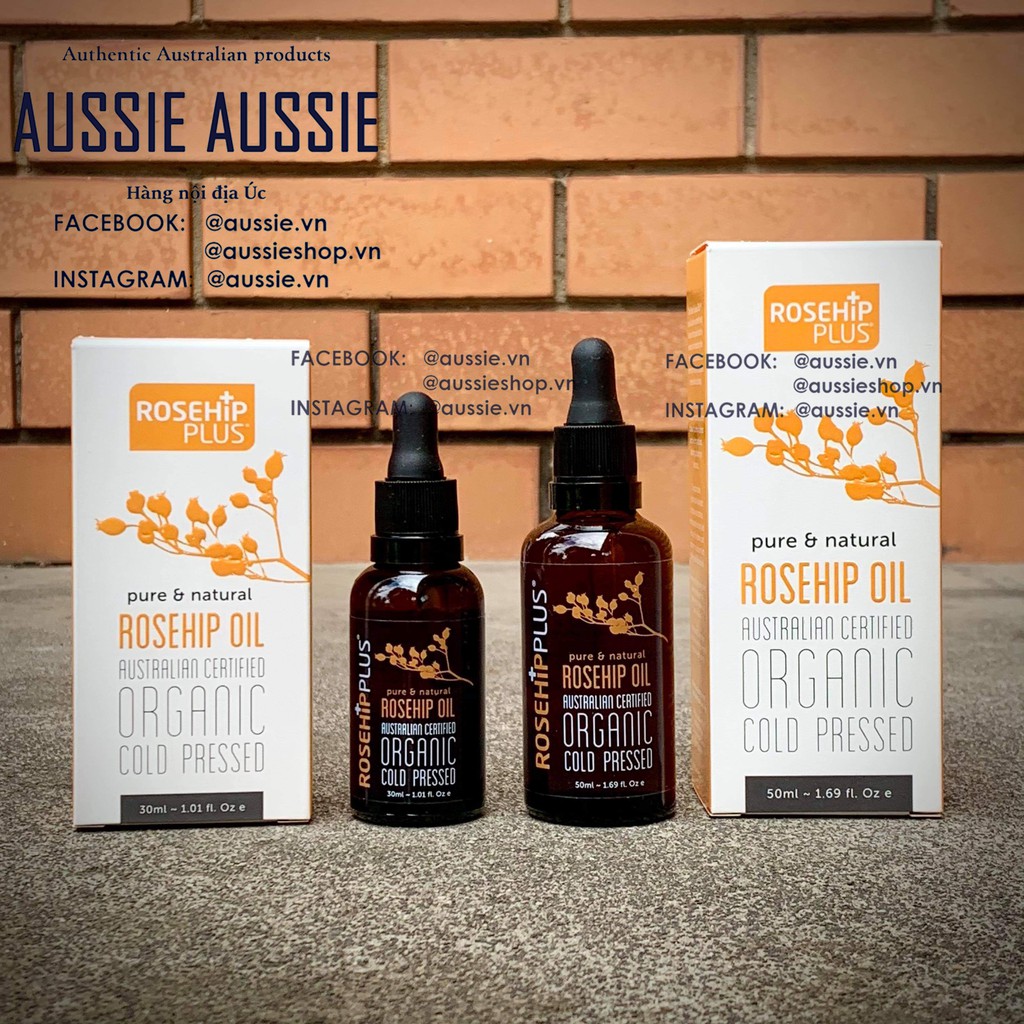 Tinh dầu nụ tầm xuân Úc Rosehip Plus Rosehip Oil Organic Cold Pressed 15ml 30ml 50ml aussie.vn