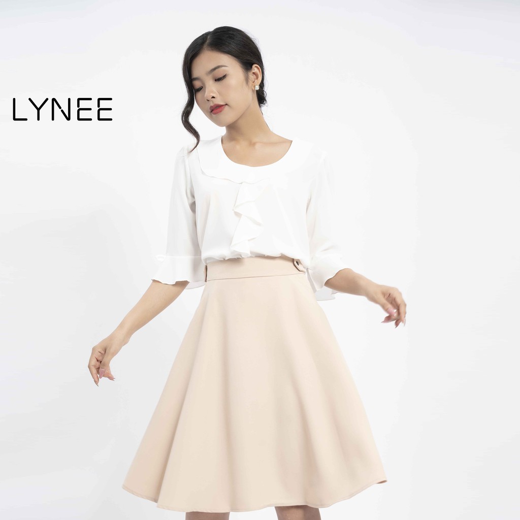 Áo sơ mi lụa Satin cổ bèo tay loe cao cấp LYNEE bánh bèo nữ tính A05
