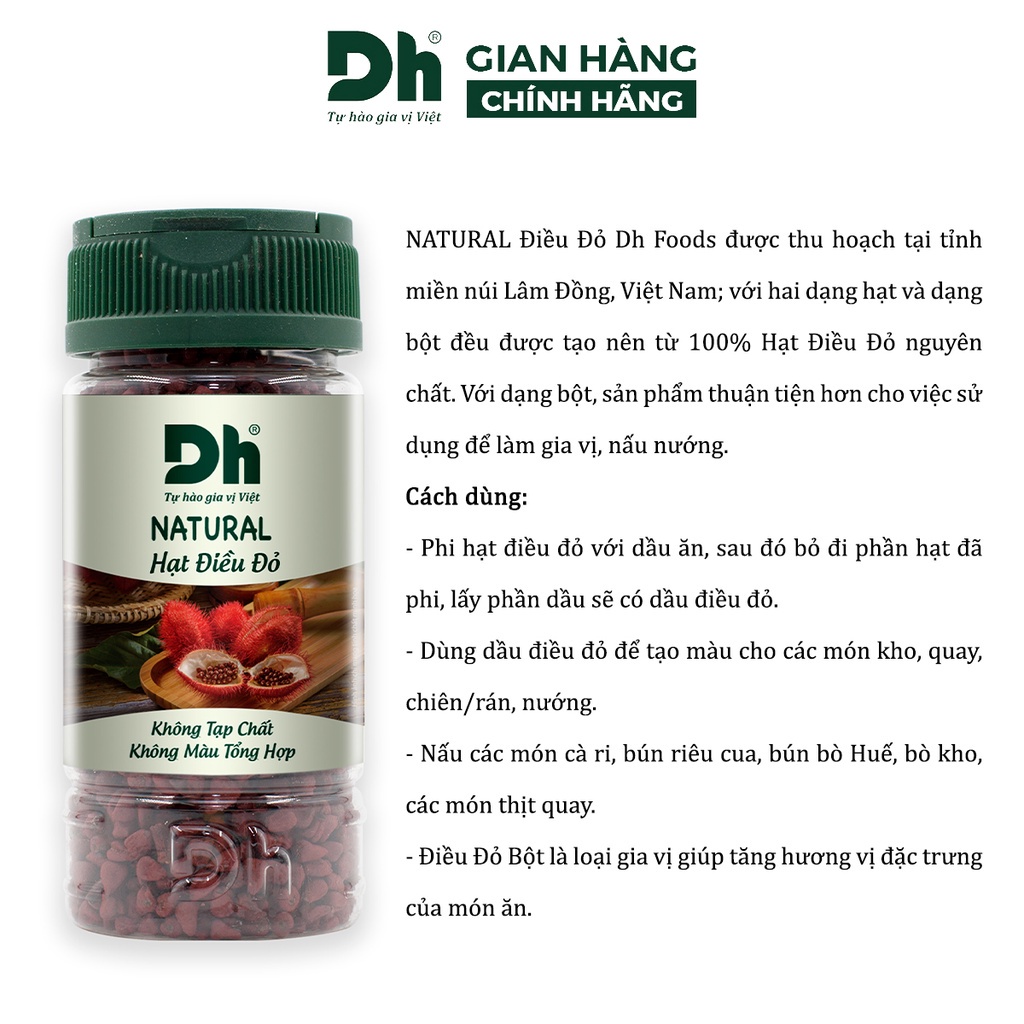 Hạt điều đỏ Natural DH Foods gia vị ướp chế biến thực phẩm 50gr - DHGVT63