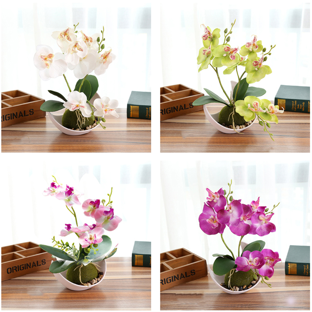 Chậu Hoa Lan Nhân Tạo Trang Trí Nội Thất