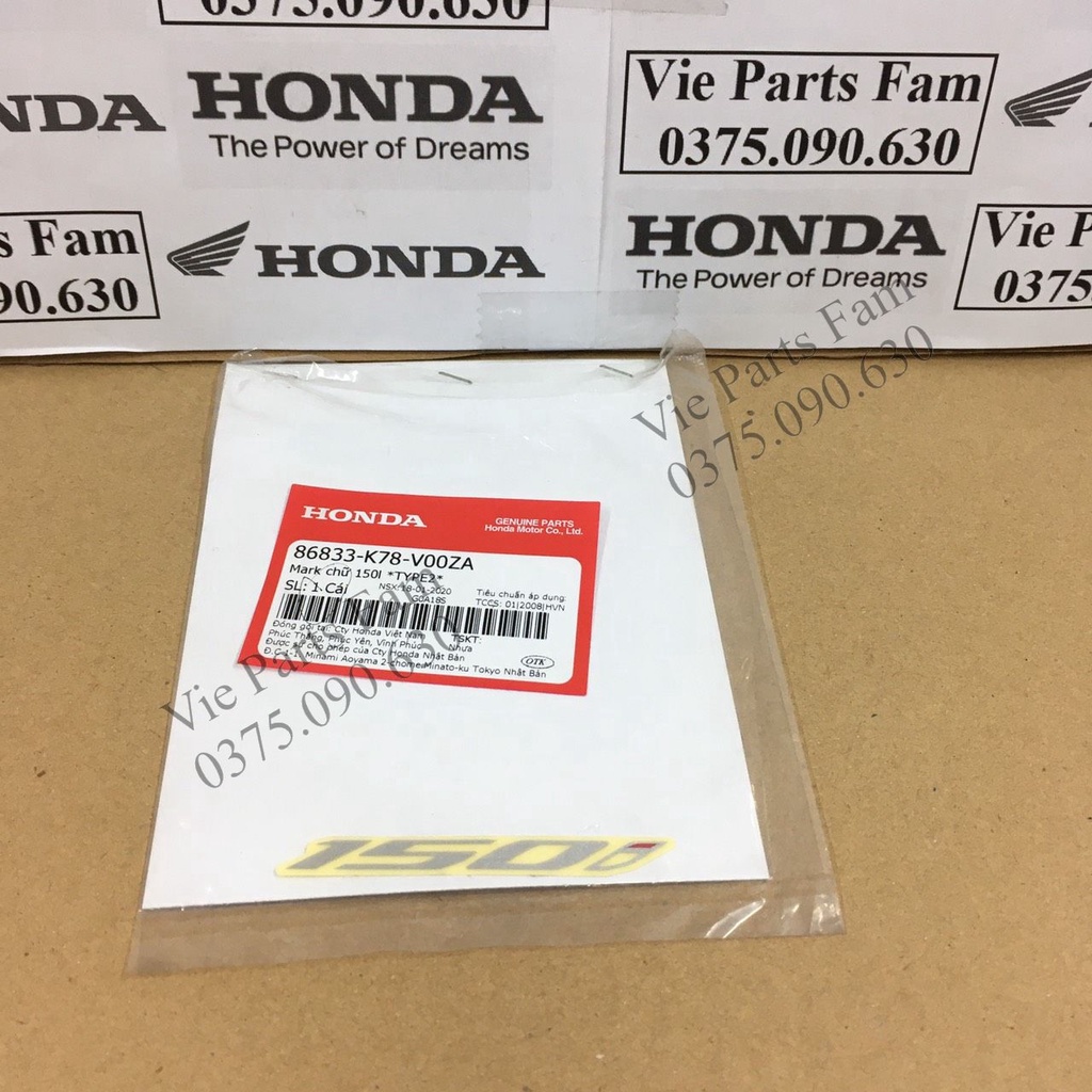 Tem chữ 150i xe SH 2017-2018-2019 chữ đen, chữ bạc , SH 125 thành SH 150 - hàng chính hãng Honda