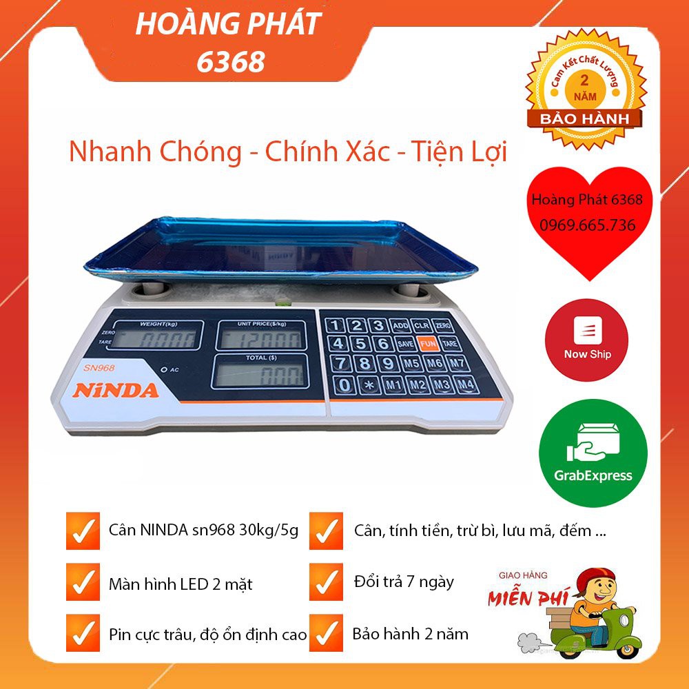 [ Free Ship ] CÂN ĐIỆN TỬ TÍNH TIỀN NINDA SN968 30Kg/5gam. BẢO HÀNH 2 NĂM [ SẴN HÀNG ]