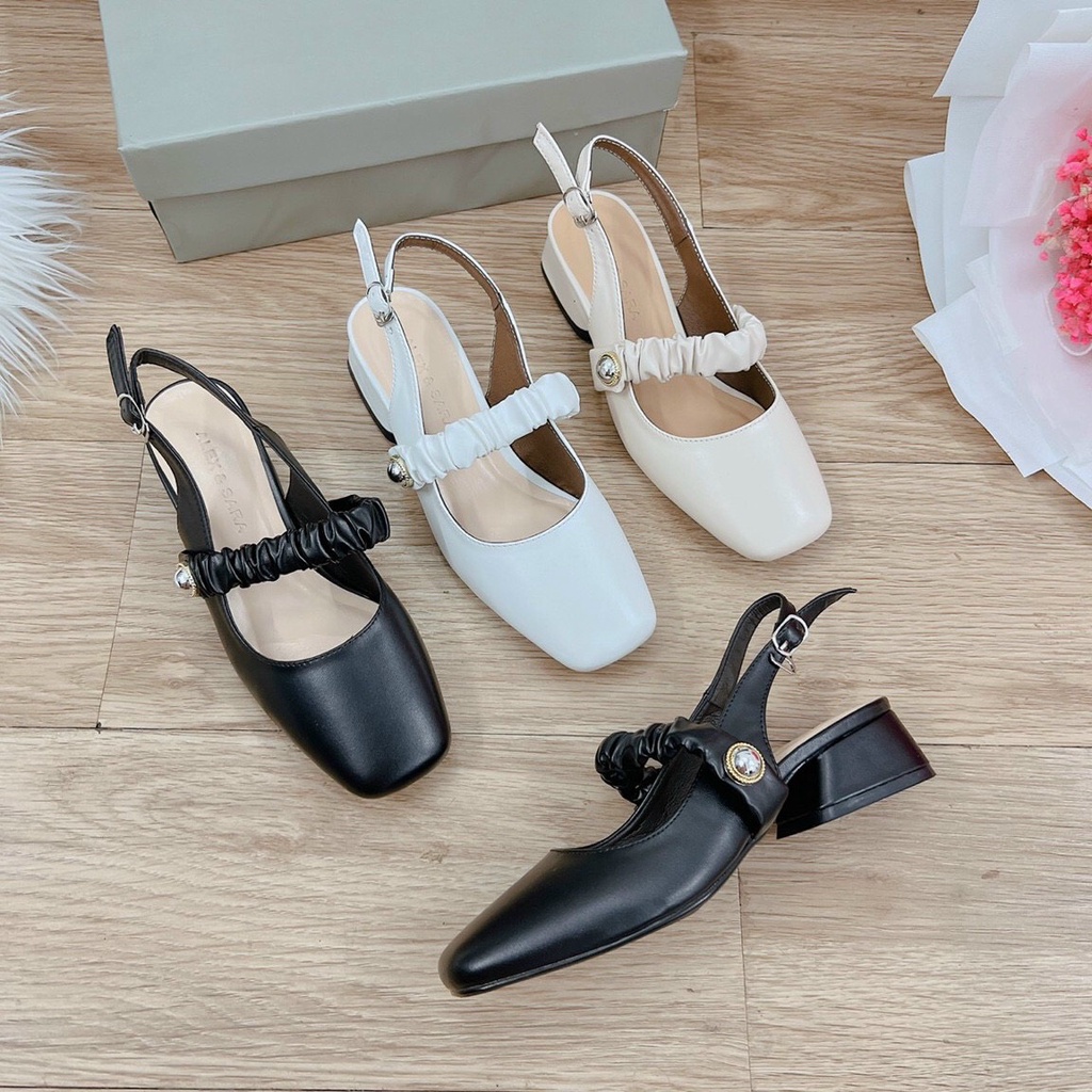 Giày bít mũi quai hậu, Giày tiểu thư Đế Vuông 3CM Xinh Xắn mã H67