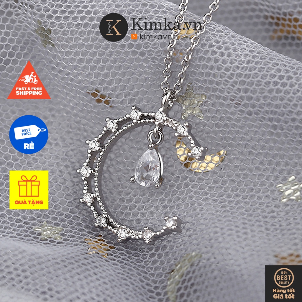 (0117) Vòng Cổ Hình Mặt Trăng Đính Giọt Lệ Kim Cương Lấp Lánh ✨