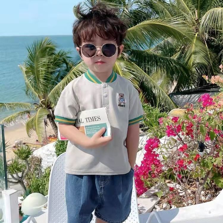 [Babycat] Áo Thun polo Tay Ngắn Phong Cách Phương Tây Hàn Quốc Kiểu Mỏng Thời Trang Mùa Hè Dành Cho Bé Trai 2022