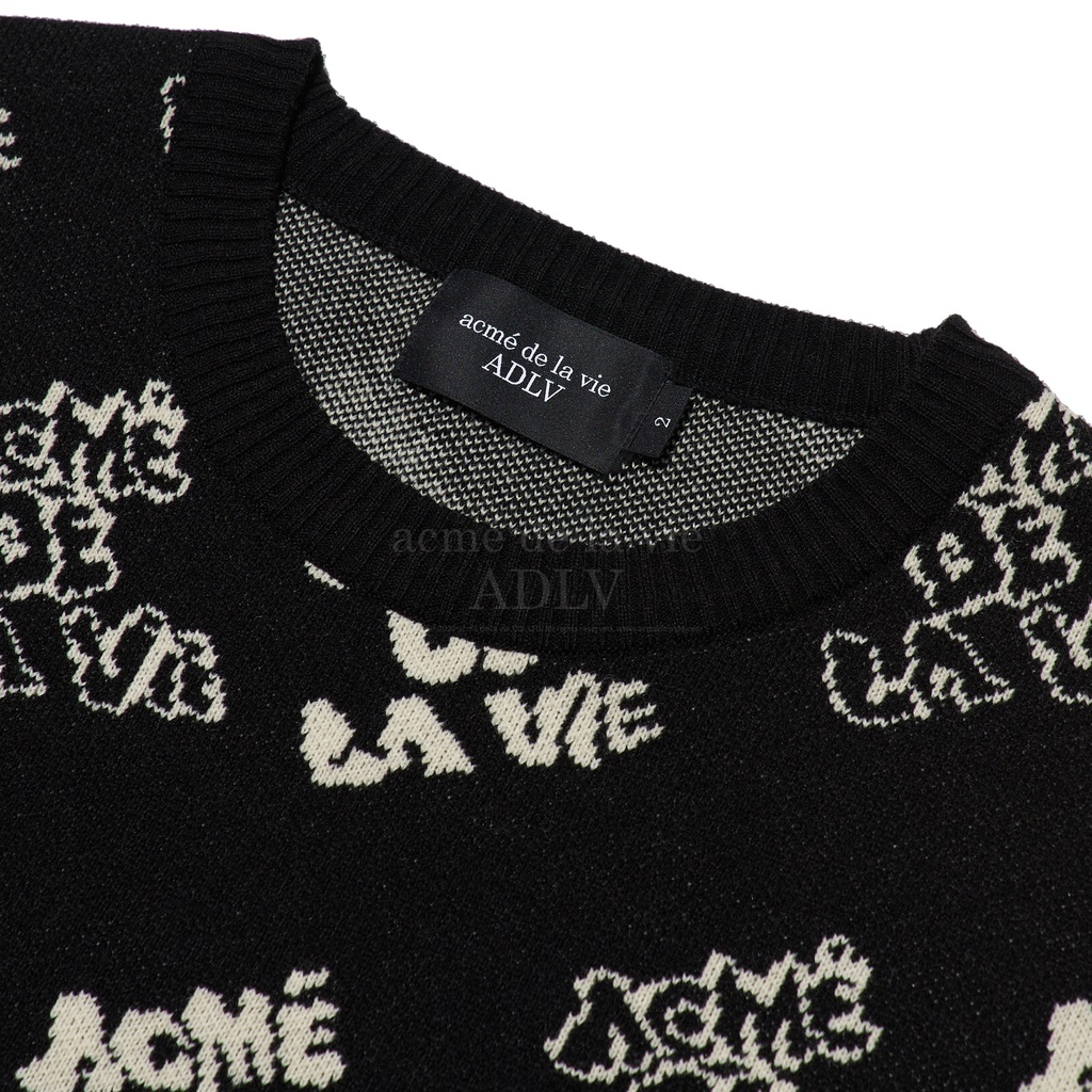 (ORDER Chính Hãng) Áo len  Acmé de la vie - ADLV LOGO PATTERN KINT BLACK LinhLyxAuth llxauth