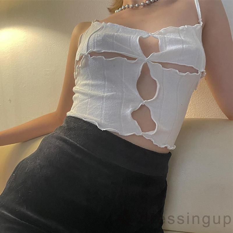 Áo croptop hai dây màu trắng/đen size S/M/L