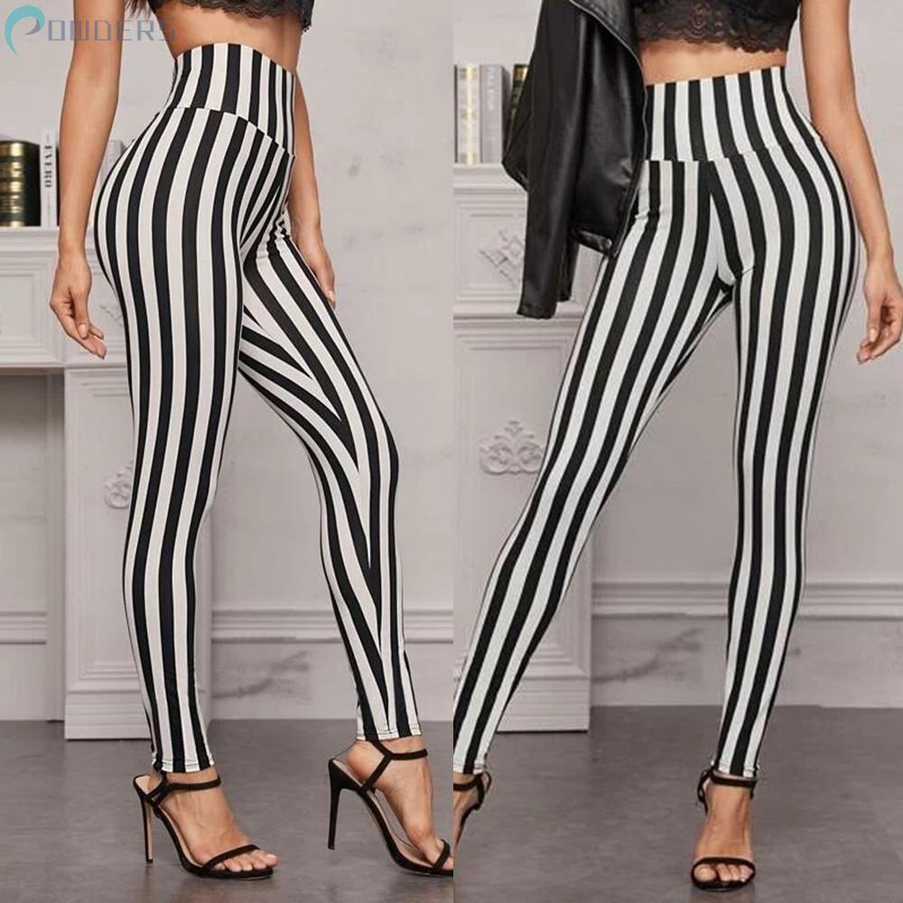 Quần Legging Thể Thao Lưng Cao Hoạ Tiết Kẻ Sọc Nhiều Màu Sắc