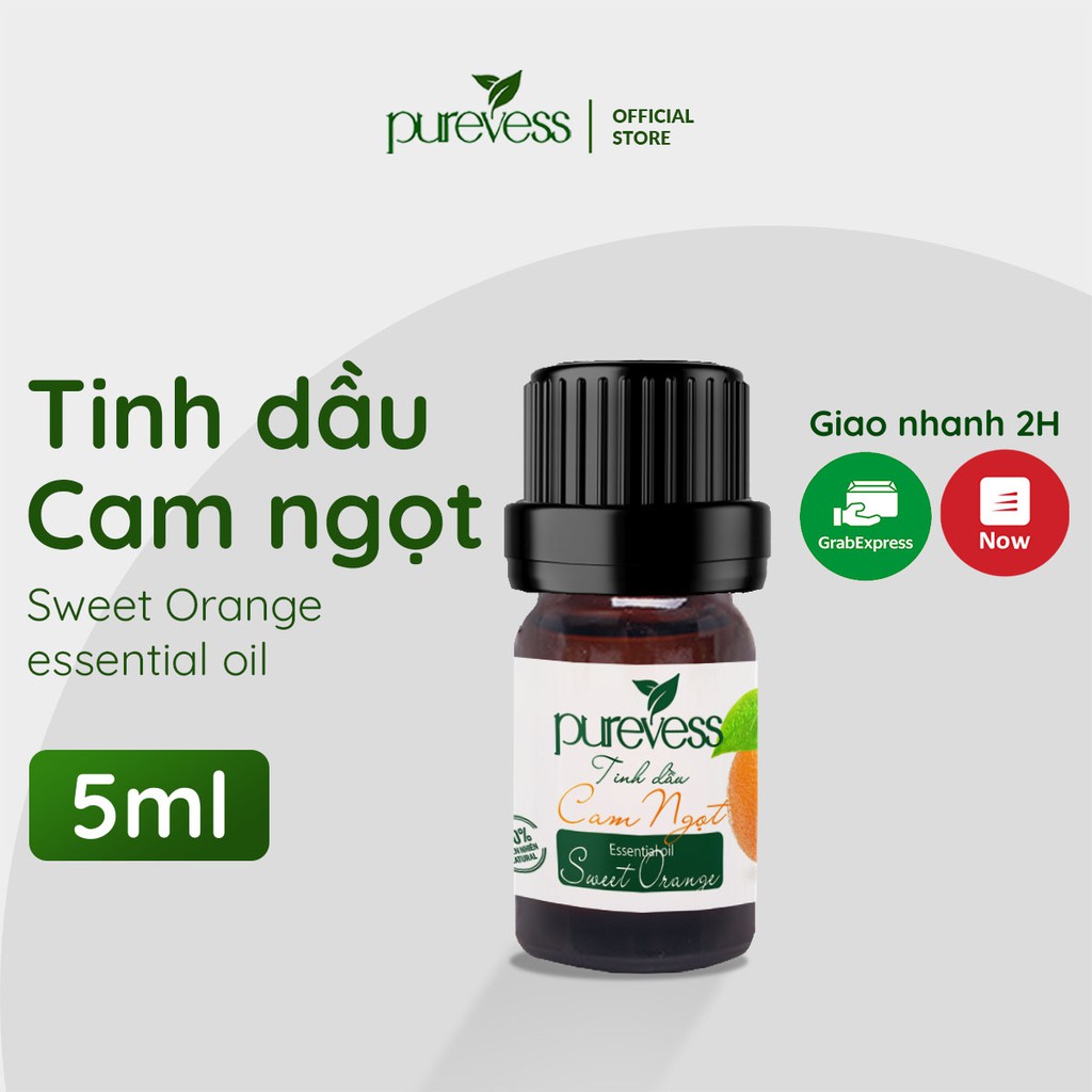 Tinh dầu Cam Ngọt Purevess, thiên nhiên nguyên chất, giúp thư giãn và sảng khoái tinh thần. 5ml