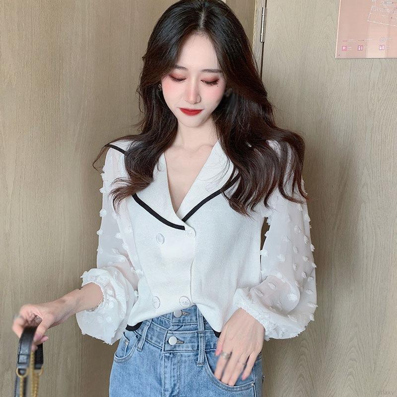 Áo Nữ Tay Dài Phối Lưới Thời Trang Hàn Quốc