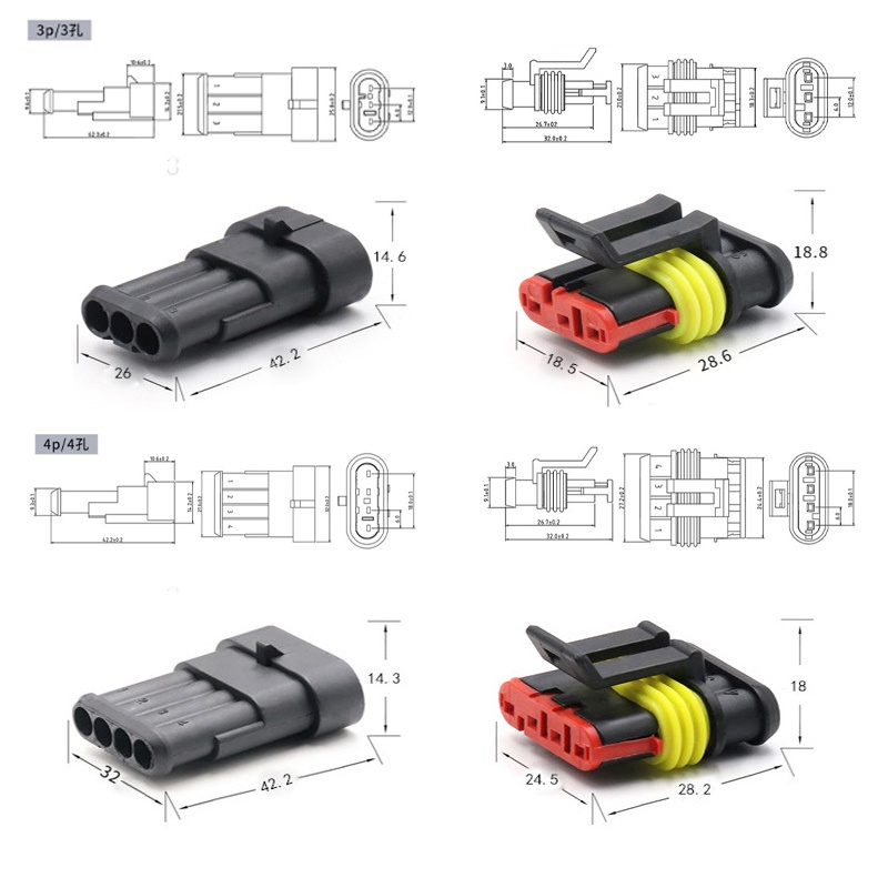 Bộ 5 Đầu Nối Dây Điện 1 / 2 / 3 / 4 / 5 / 6-pin Chống Thấm Nước